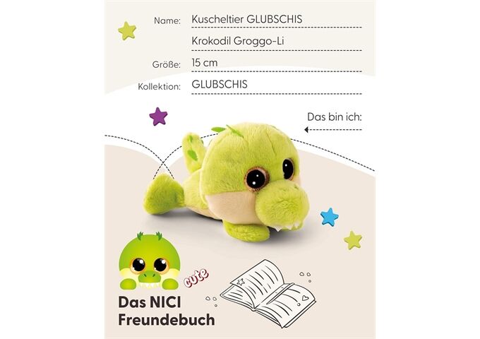 Nici Kuscheltier GLUBSCHIS Krokodil Groggo-Li, 15cm