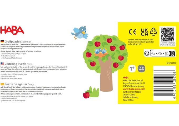Haba Greifpuzzle Bauernhof, (De/E/F/Nl/It/Es)
