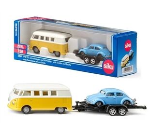 Siku VW T1 mit Anhänger und VW Käfer