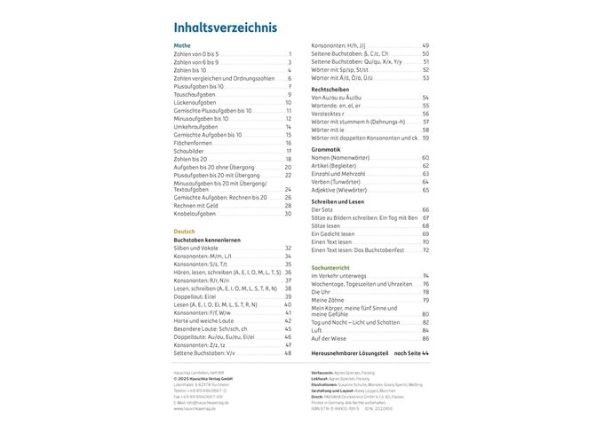Hauschka Verlag Erfolgreich durch die 1.Klasse-Mathe,Deutsch,Sachu
