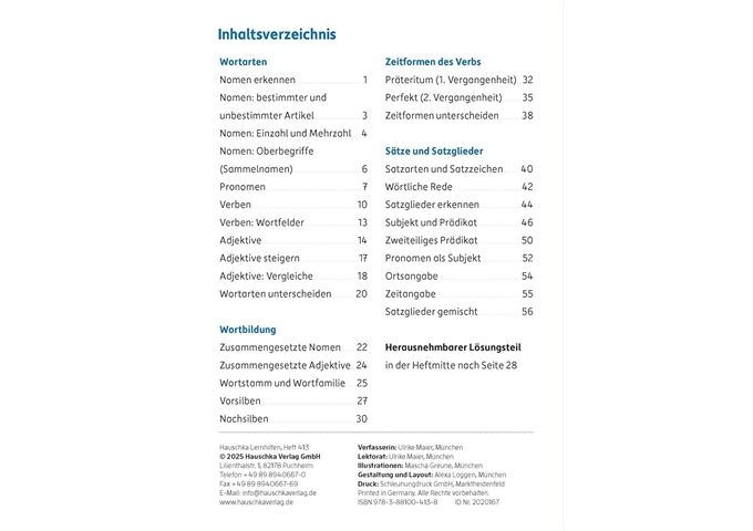 Hauschka Verlag Mein Übungsheft Gramatik - 3 Klasse