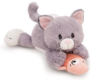 Nici Kuscheltier Katze grau & Fisch30cm liegend GREEN