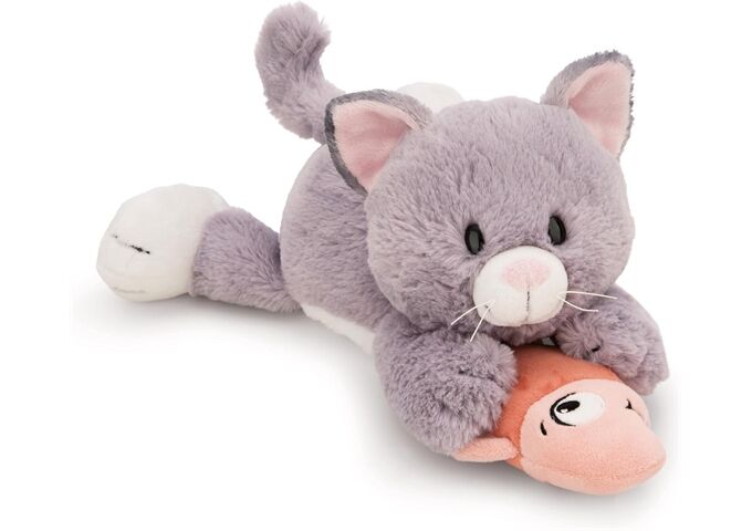 Nici Kuscheltier Katze grau & Fisch30cm liegend GREEN
