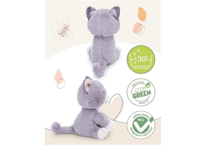 Nici Kuscheltier Katze grau 25cm sitzend GREEN