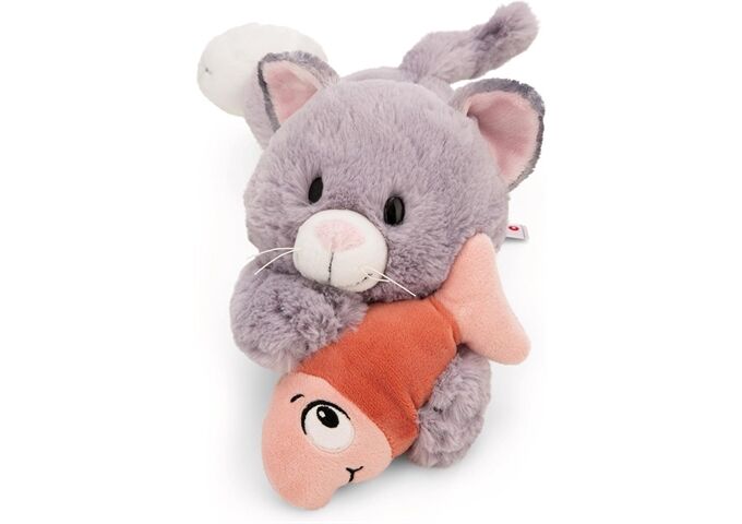 Nici Kuscheltier Katze grau & Fisch30cm liegend GREEN