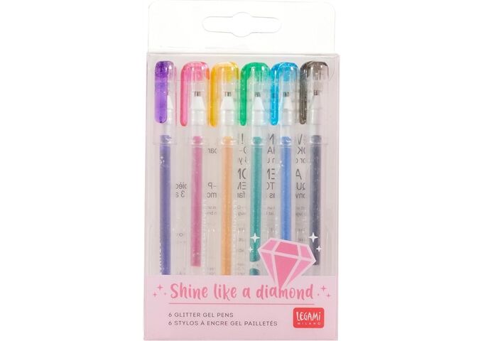 Legami SHINE LIKE A DIAMOND - SET OF 6 GLITTER MINI GEL P