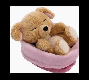 Nici Kuscheltier Hund beige 12cm schlafend im Körbchen