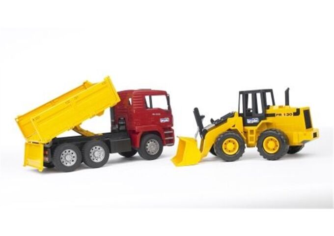 Bruder 02752 MAN TGA Kipplastwagen und Gelenkradla